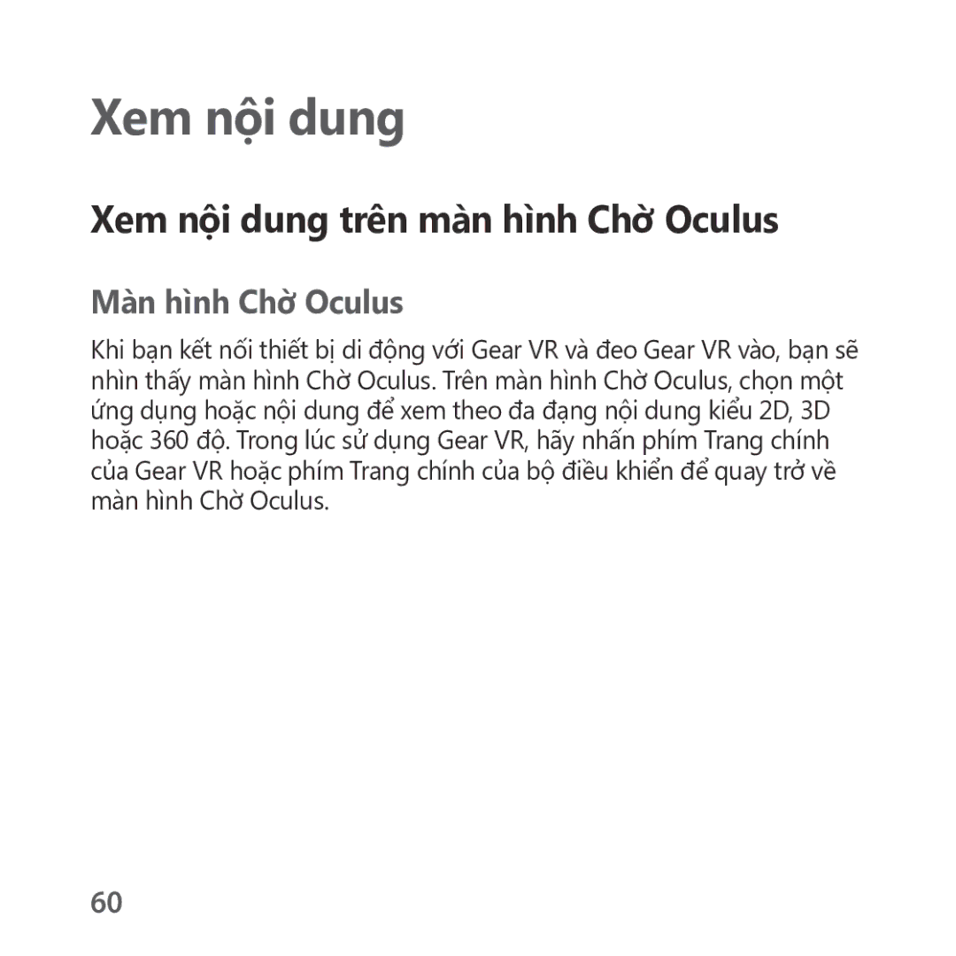 Samsung SM-R325NZVAXXV manual Xem nội dung trên màn hình Chờ Oculus, Man hinh Chơ Oculus 