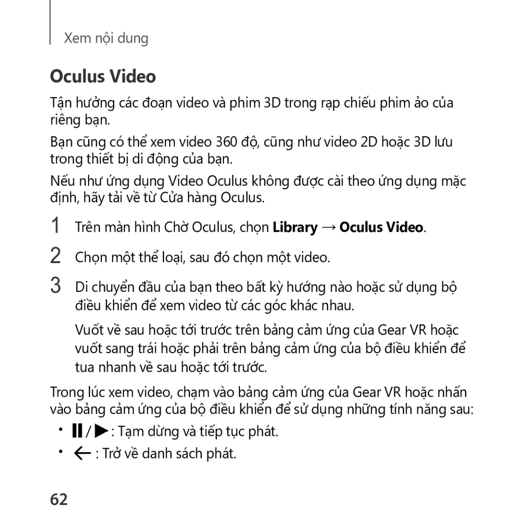 Samsung SM-R325NZVAXXV manual Oculus Video 