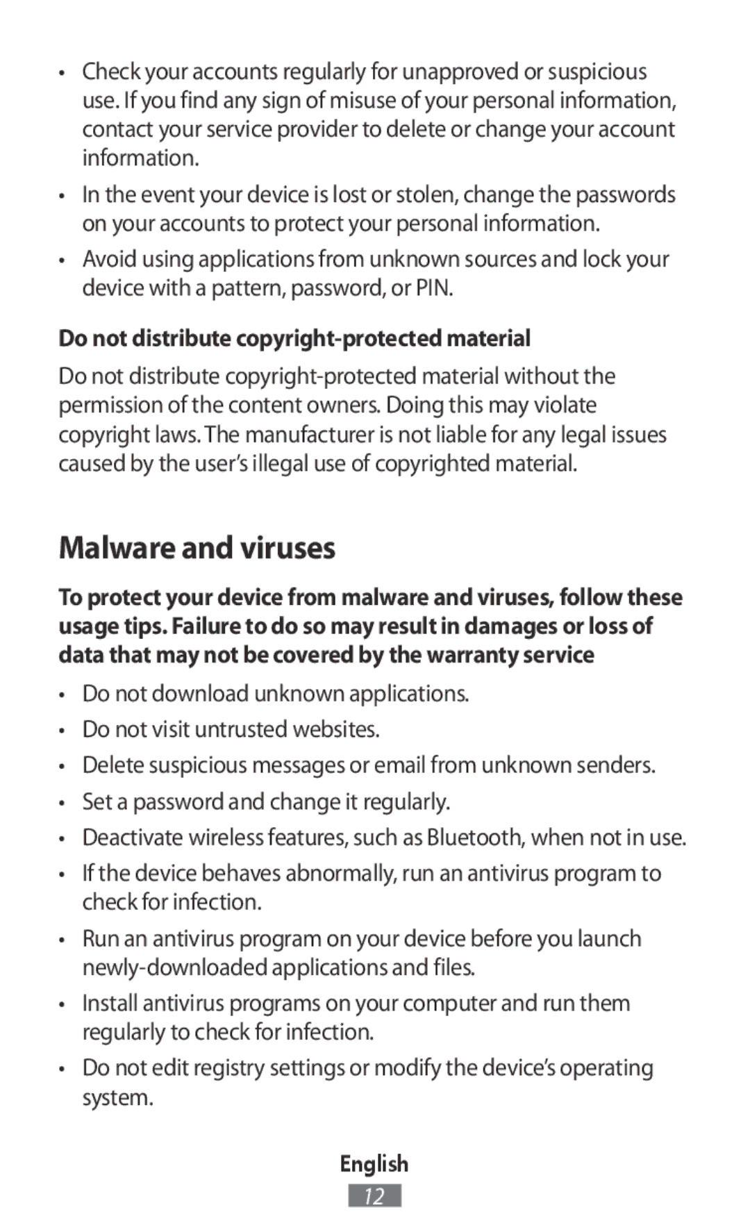 Samsung SM-R3500ZKALYS, SM-R3500ZKAATO, SM-R3500ZKADBT Malware and viruses, Do not distribute copyright-protected material 