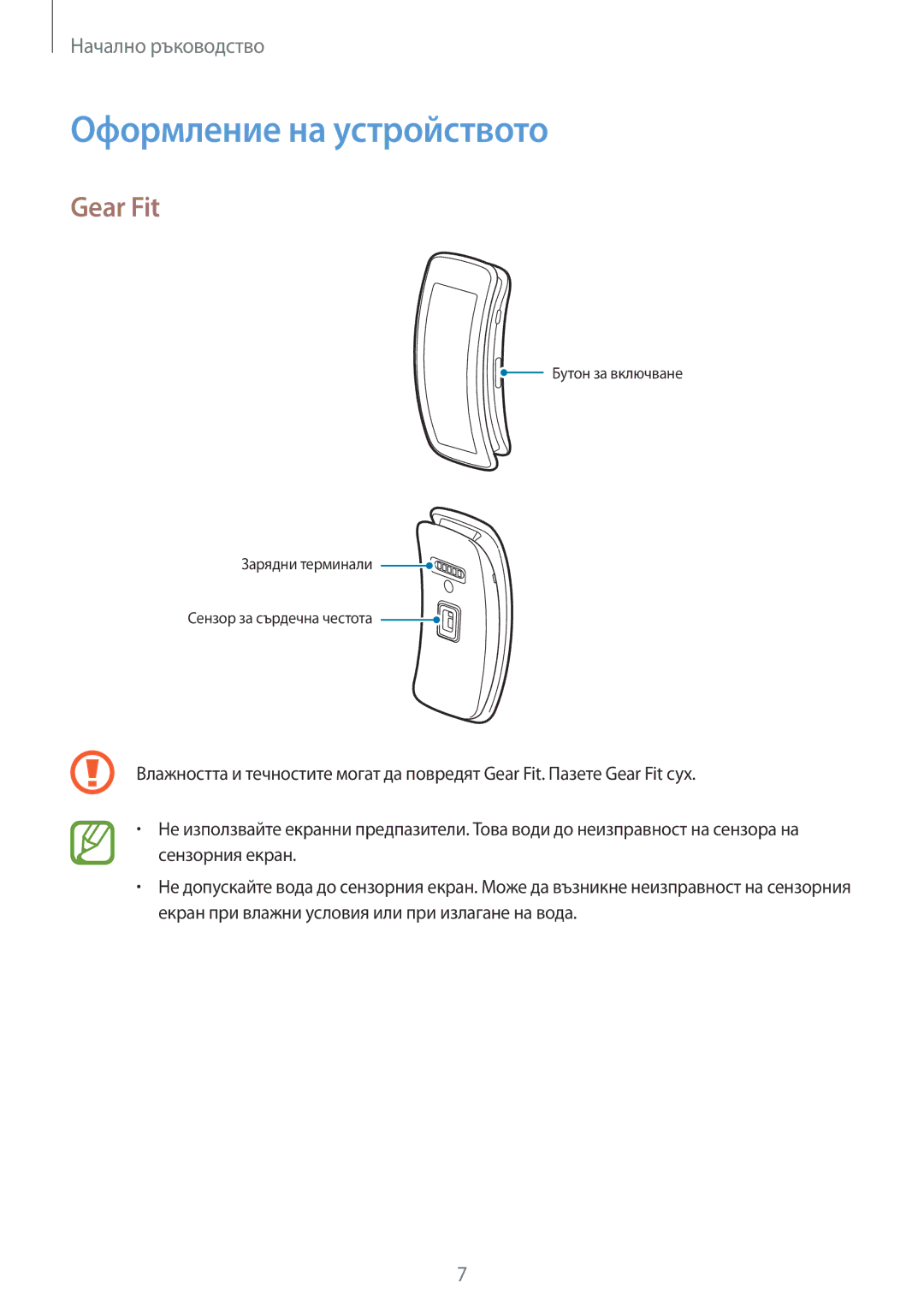 Samsung SM-R3500ZKABGL, SM-R3500ZKAEUX manual Оформление на устройството, Gear Fit 