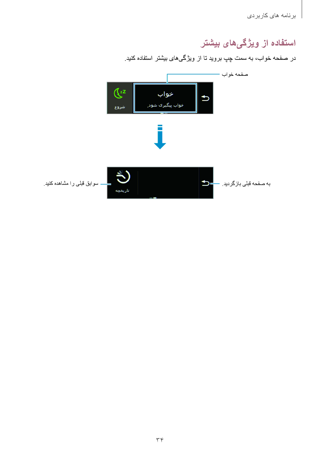 Samsung SM-R3500ZKAEGY, SM-R3500ZKAEUX, SM-R3500ZKATMC, SM-R3500ZKALYS, SM-R3500ZKAXFE manual رتشیب یاه‌یگژیو زا هدافتسا 