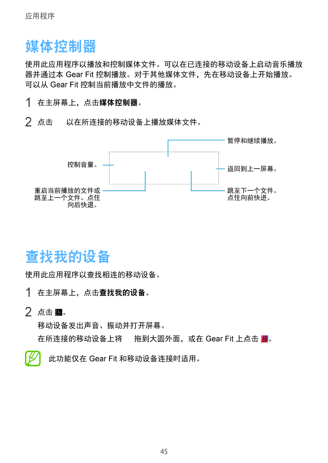 Samsung SM-R3500ZKAXXV, SM-R3500ZKAEUX manual 媒体控制器, 查找我的设备 