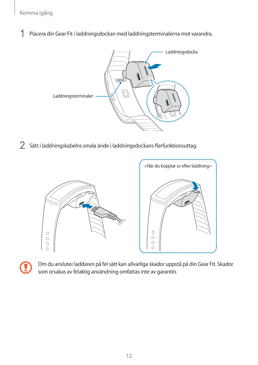 Samsung SM-R3500ZKANEE, SM-R3500ZWANEE manual Laddningsdocka Laddningsterminaler 