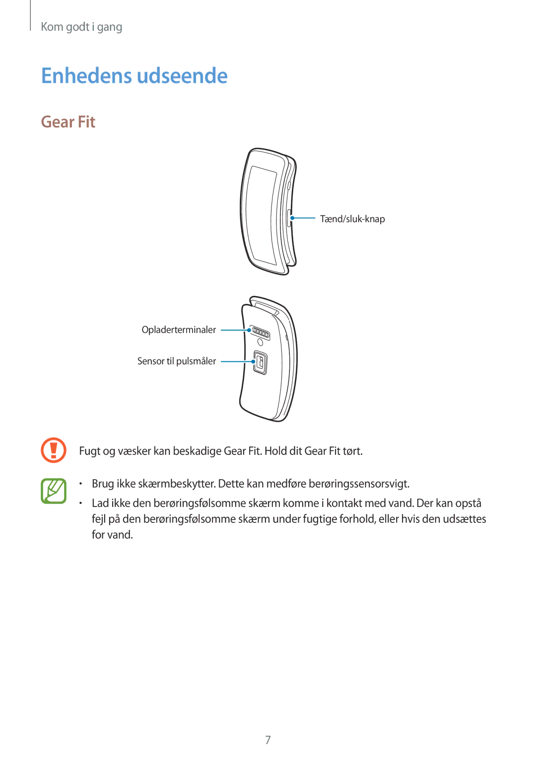 Samsung SM-R3500ZWANEE, SM-R3500ZKANEE manual Enhedens udseende, Gear Fit 