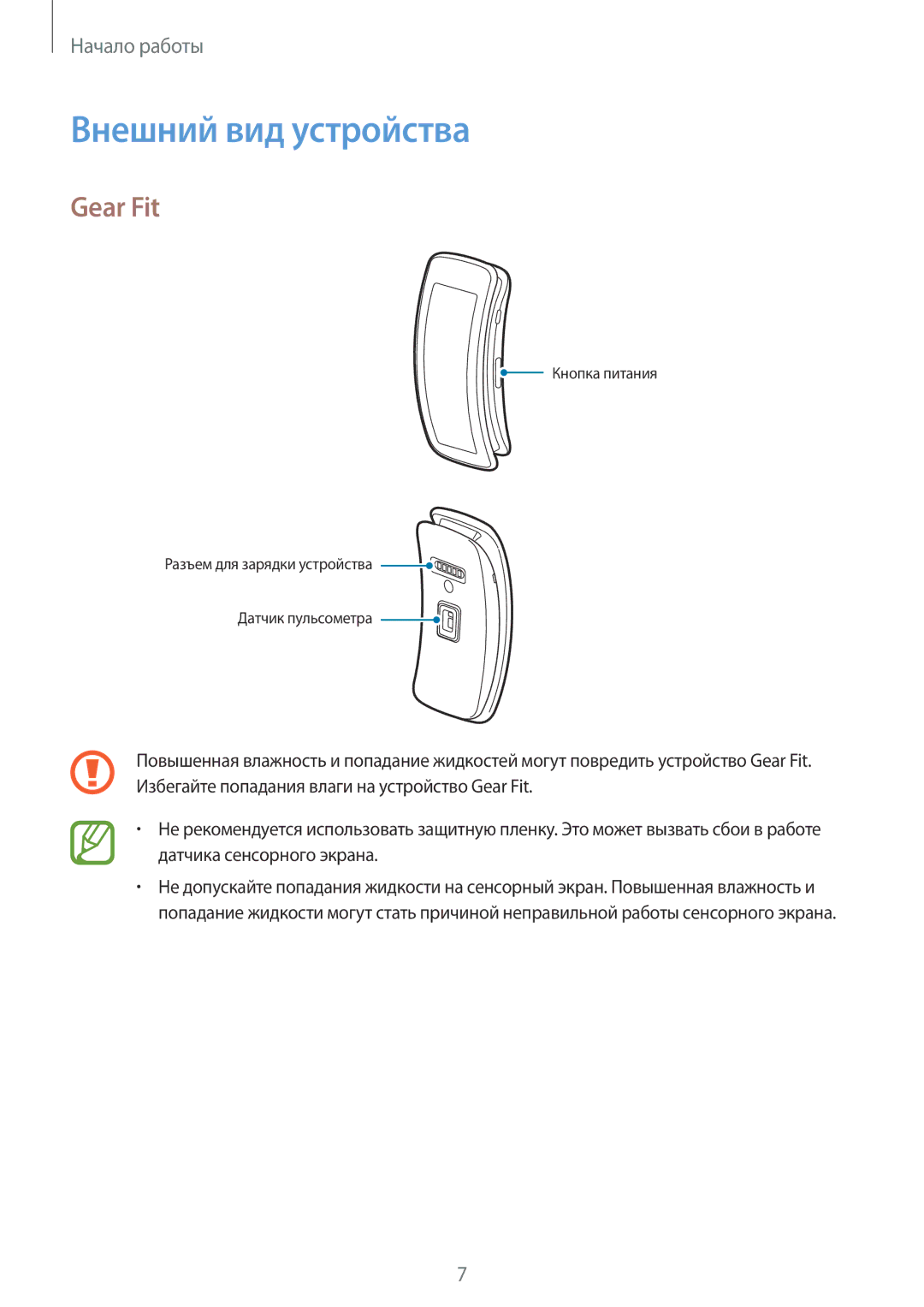 Samsung SM-R3500ZKAEUX, SM-R3500ZKASEB, SM-R3500ZKASER manual Внешний вид устройства, Gear Fit 