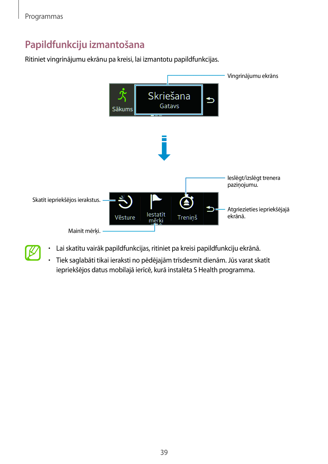 Samsung SM-R3500ZKAEUX, SM-R3500ZKASEB manual Papildfunkciju izmantošana 