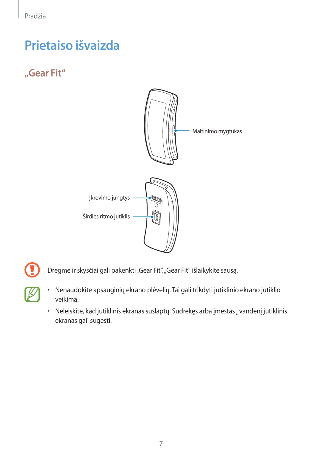 Samsung SM-R3500ZKAEUX, SM-R3500ZKASEB manual Prietaiso išvaizda, „Gear Fit 