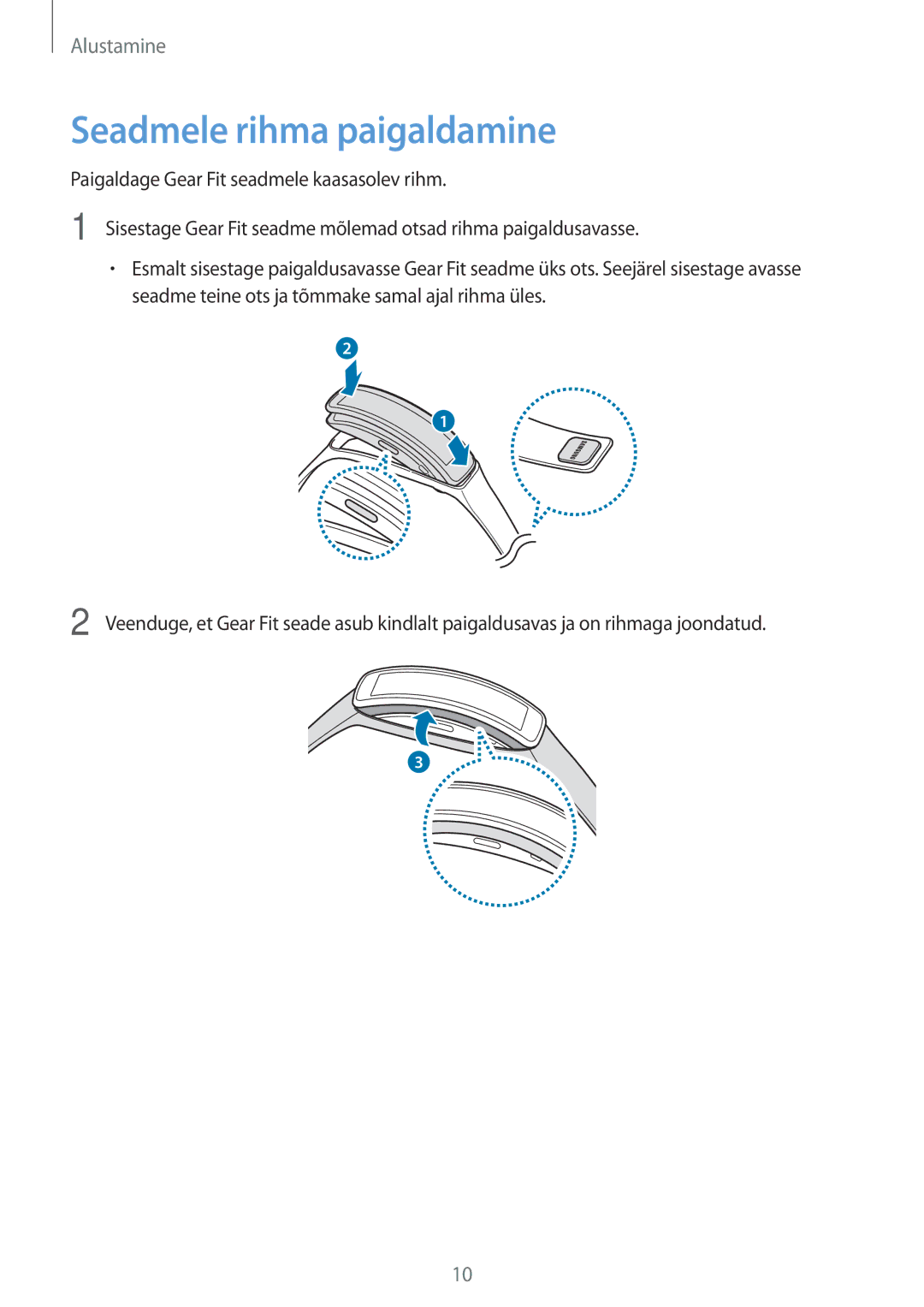Samsung SM-R3500ZKASEB, SM-R3500ZKAEUX manual Seadmele rihma paigaldamine 