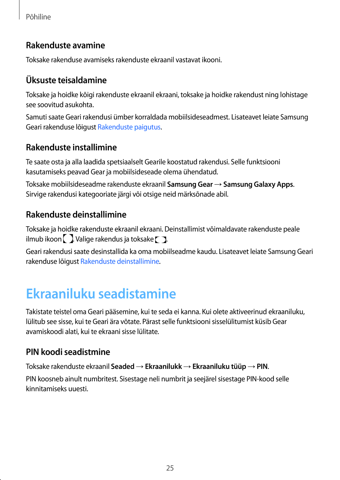 Samsung SM-R3600ZINSEB, SM-R3600DANSEB, SM-R3600DAASEB, SM-R3600ZBASEB manual Ekraaniluku seadistamine 