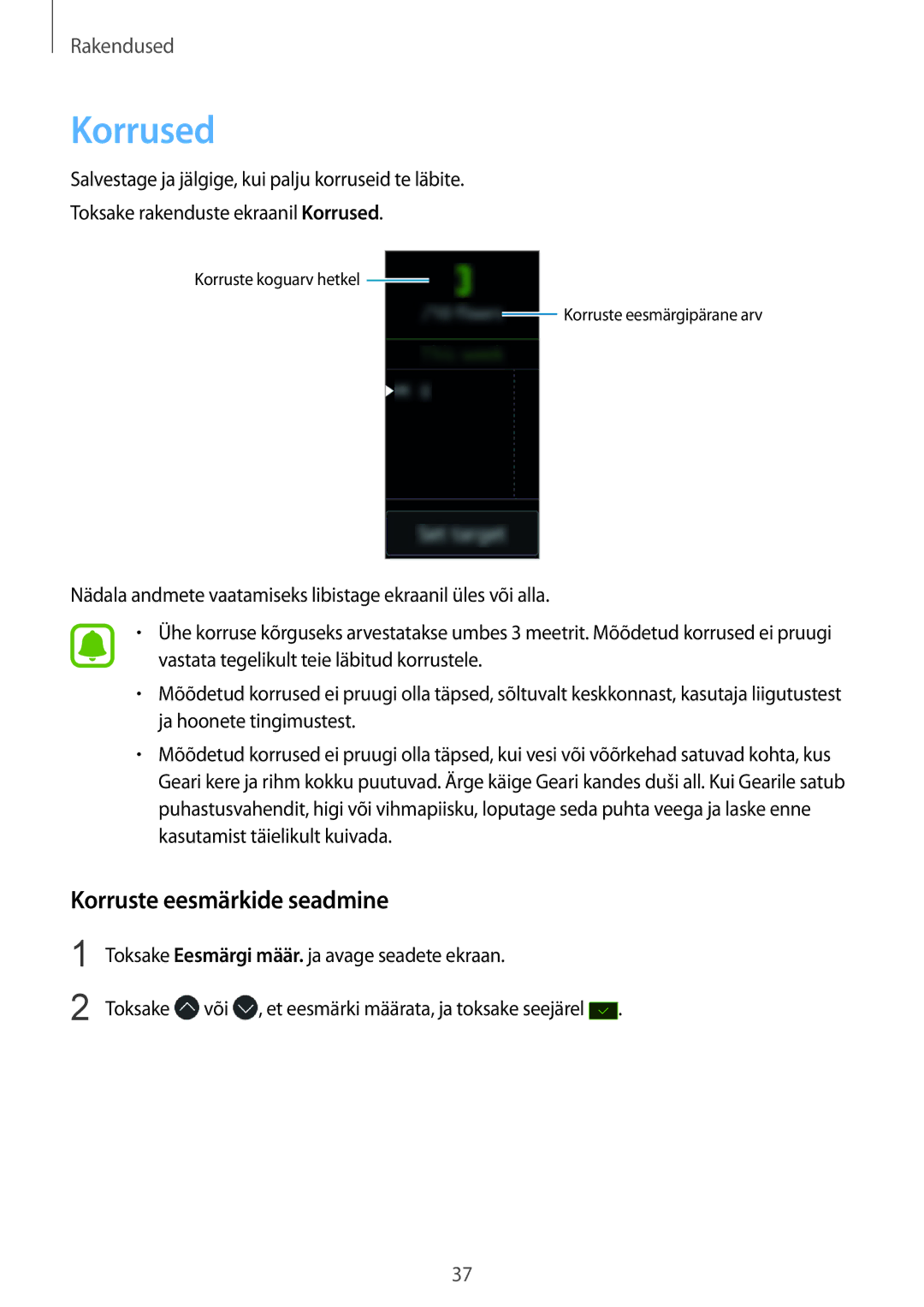 Samsung SM-R3600ZINSEB, SM-R3600DANSEB, SM-R3600DAASEB, SM-R3600ZBASEB manual Korrused, Korruste eesmärkide seadmine 