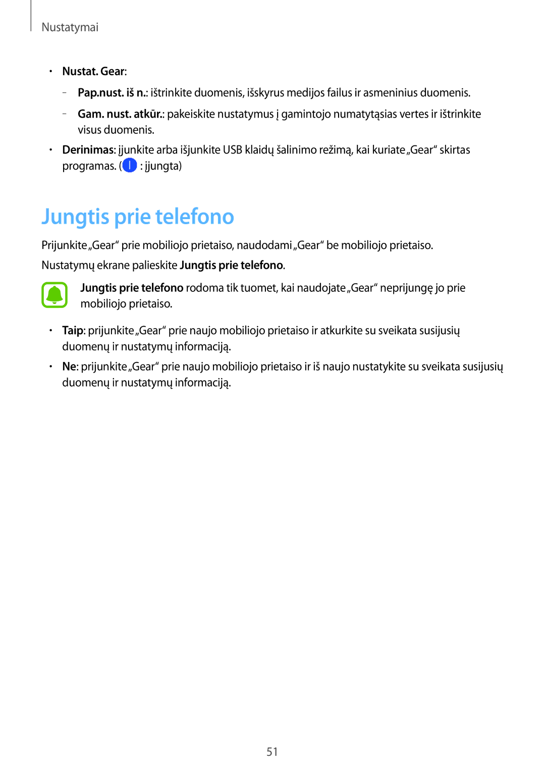 Samsung SM-R3600ZBASEB, SM-R3600DANSEB, SM-R3600ZINSEB, SM-R3600DAASEB manual Jungtis prie telefono, Nustat. Gear 