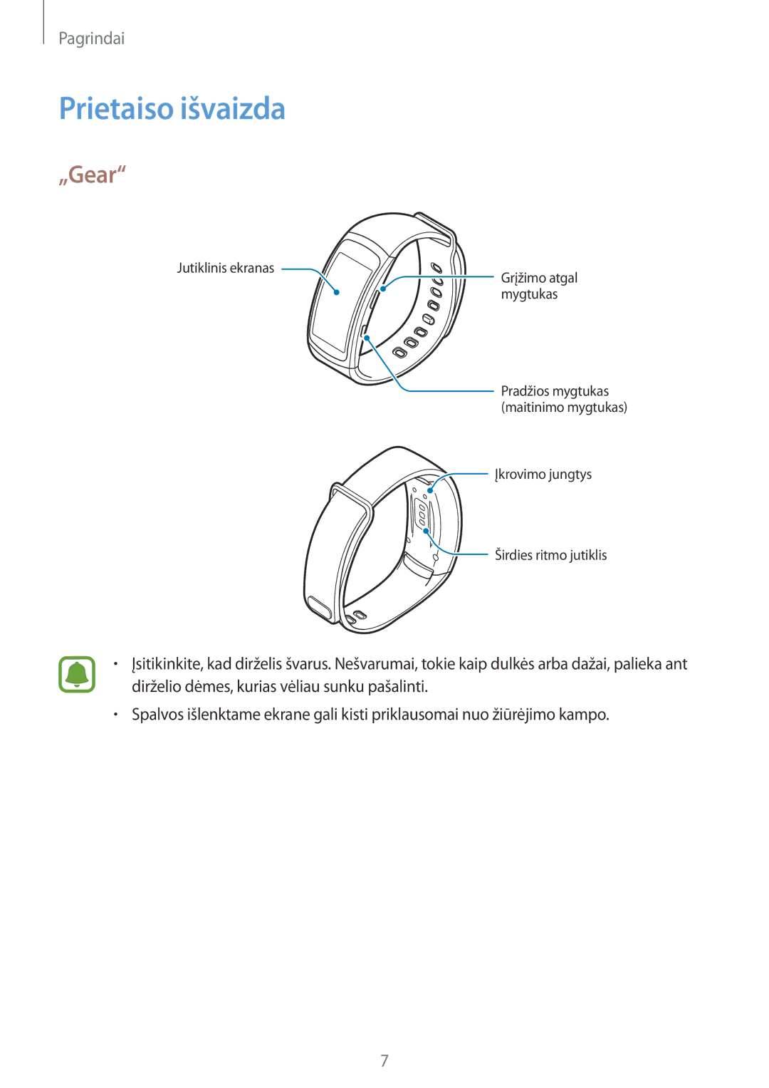 Samsung SM-R3600ZBASEB, SM-R3600DANSEB, SM-R3600ZINSEB, SM-R3600DAASEB manual Prietaiso išvaizda, „Gear 