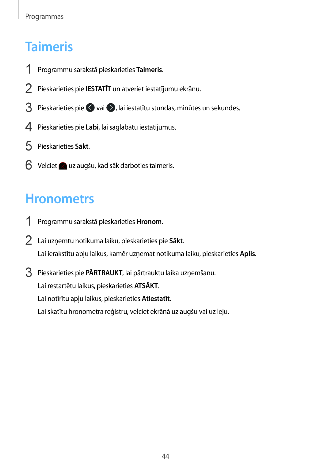 Samsung SM-R3600DANSEB, SM-R3600ZINSEB, SM-R3600DAASEB, SM-R3600ZBASEB manual Taimeris, Hronometrs 