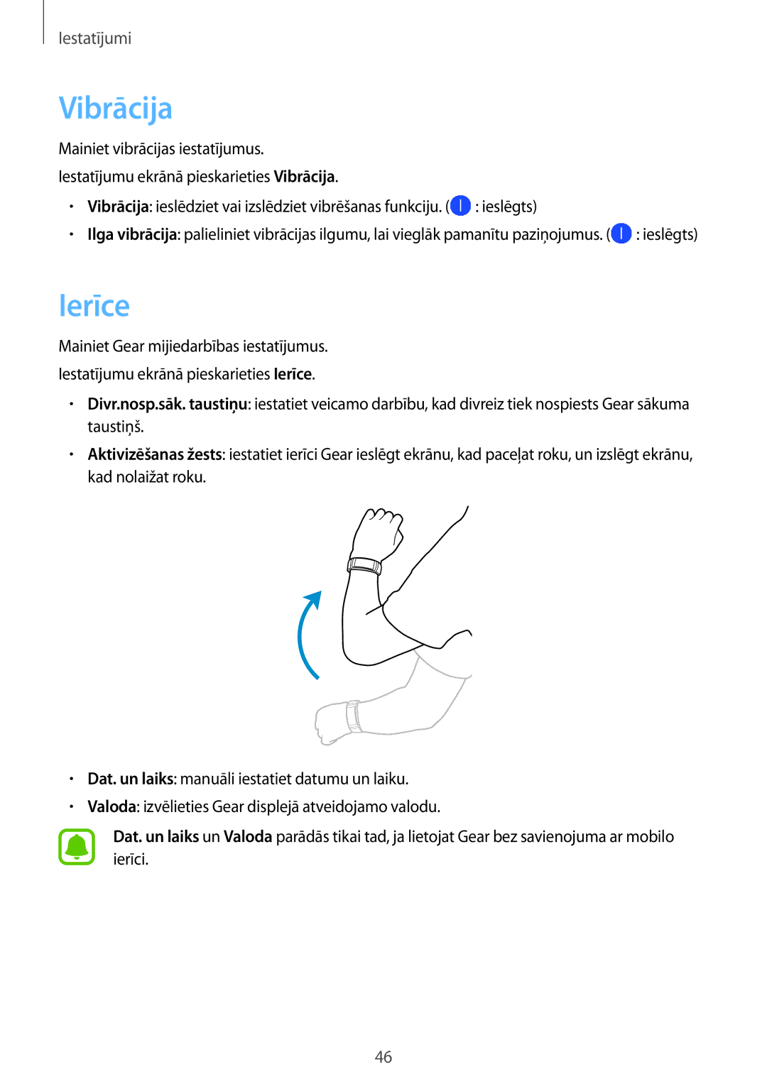 Samsung SM-R3600DAASEB, SM-R3600DANSEB, SM-R3600ZINSEB, SM-R3600ZBASEB manual Vibrācija, Ierīce 