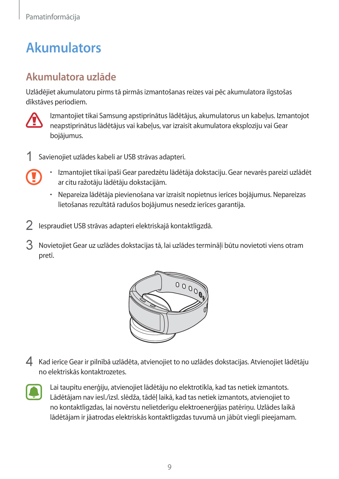 Samsung SM-R3600ZINSEB, SM-R3600DANSEB manual Akumulators, Akumulatora uzlāde, Ar citu ražotāju lādētāju dokstacijām 