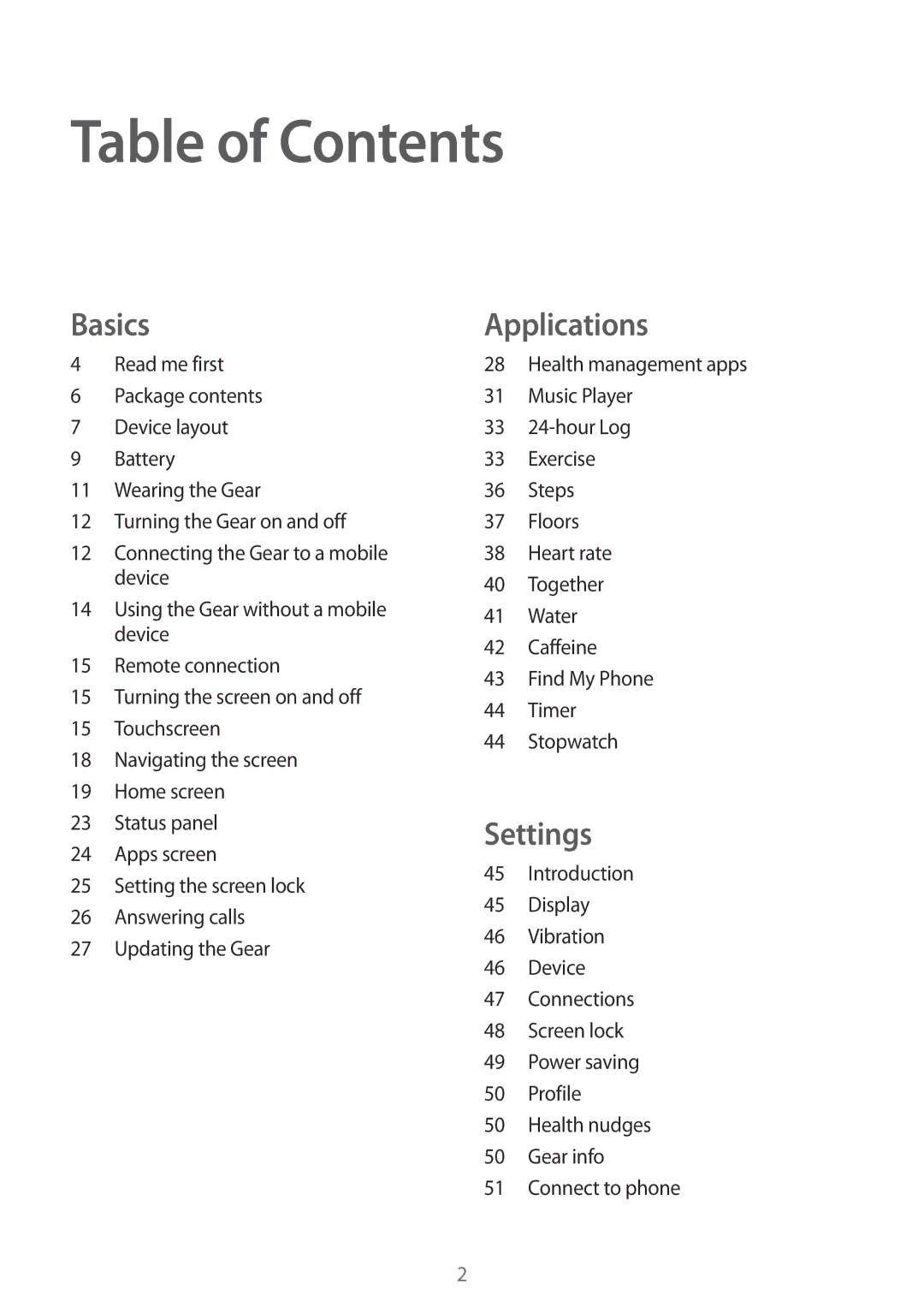 Samsung SM-R3600ZIADBT, SM-R3600ZBADBT, SM-R3600ZINDBT, SM-R3600DANDBT, SM-R3600DAADBT, SM-R3600ZBNDBT manual Table of Contents 