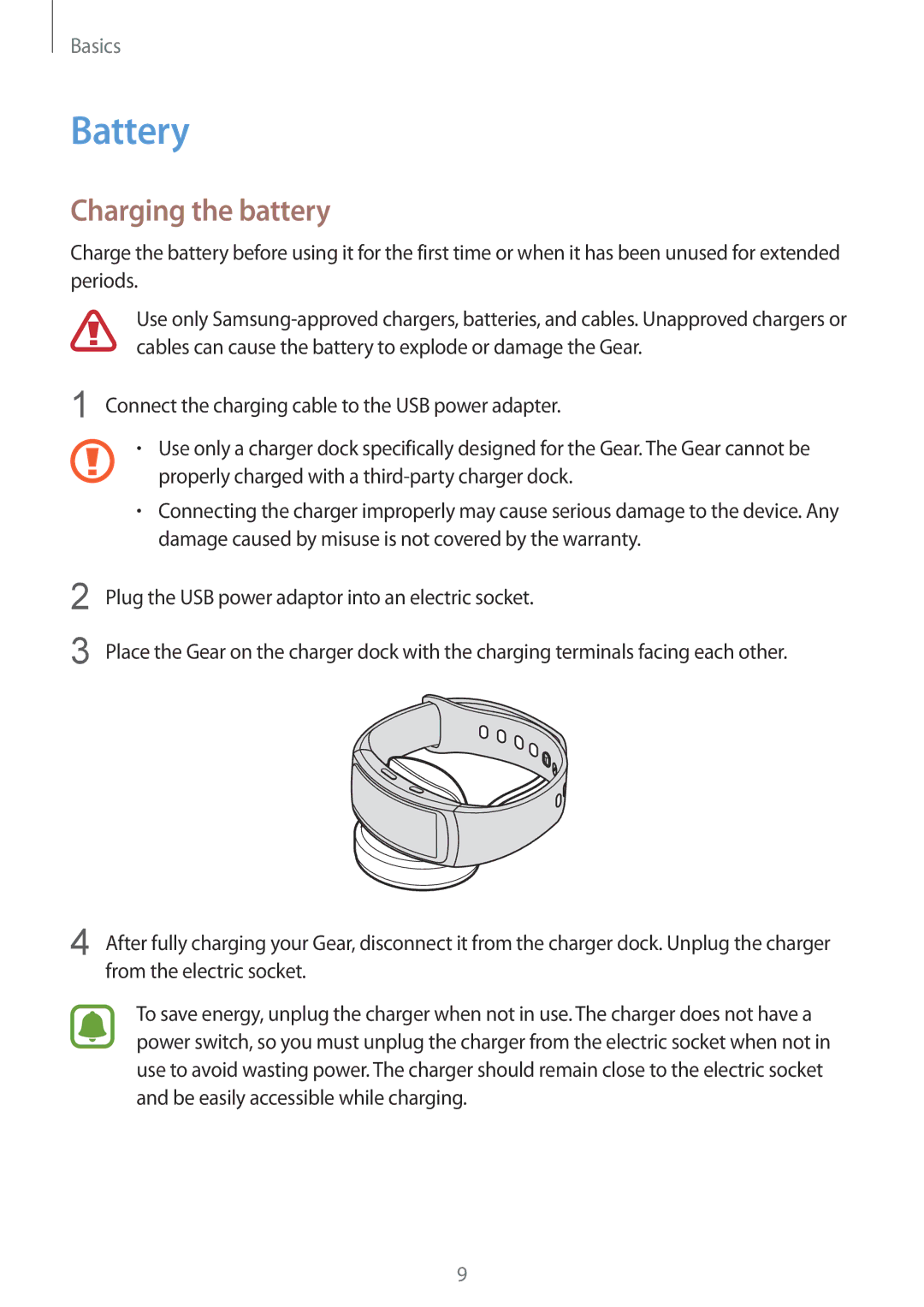 Samsung SM-R3600DAAXEF, SM-R3600ZBADBT, SM-R3600ZINDBT, SM-R3600ZIADBT, SM-R3600DANDBT manual Battery, Charging the battery 