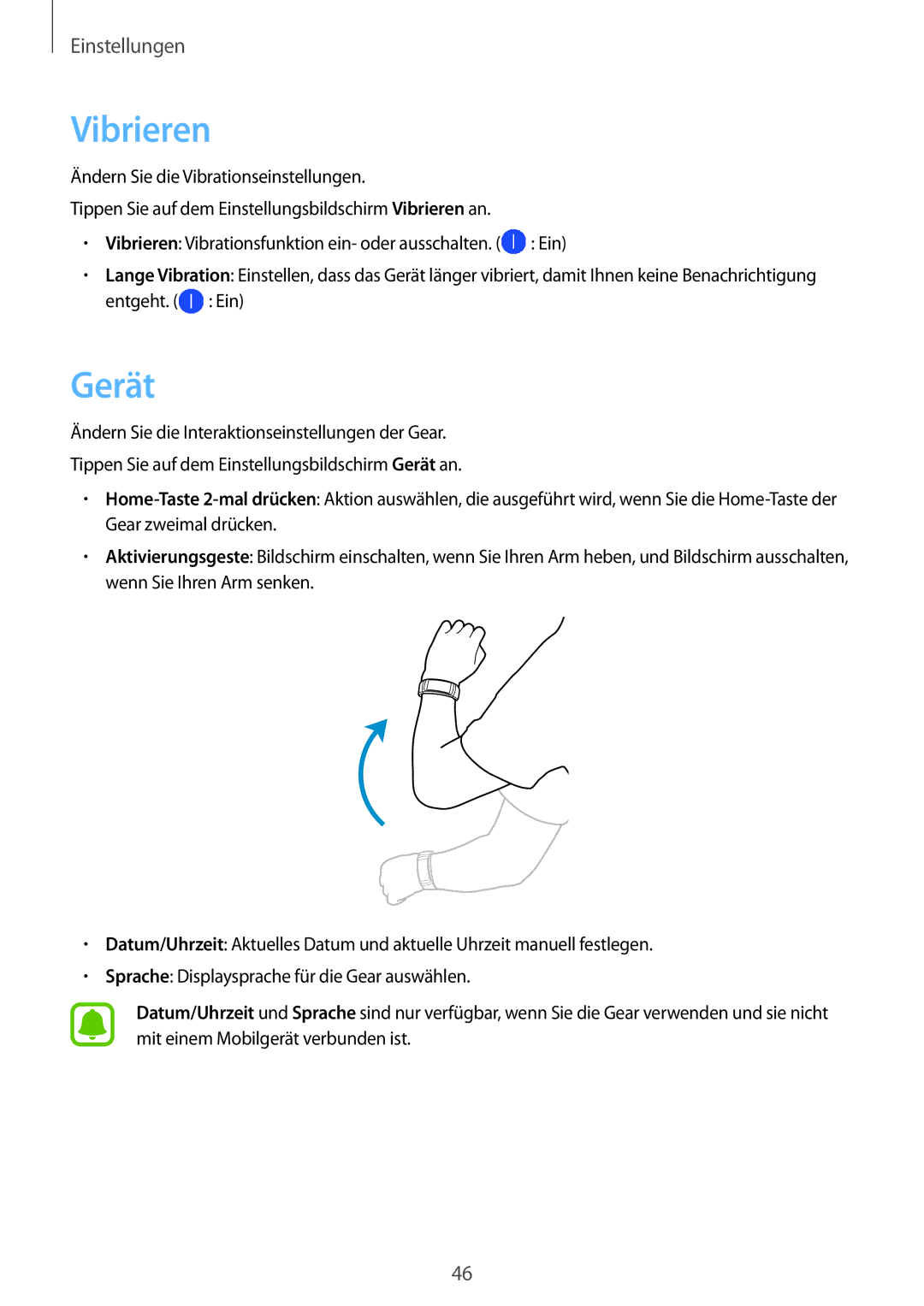 Samsung SM-R3600DAADBT, SM-R3600ZBADBT, SM-R3600ZINDBT, SM-R3600ZIADBT, SM-R3600DANDBT, SM-R3600ZBNDBT manual Vibrieren, Gerät 