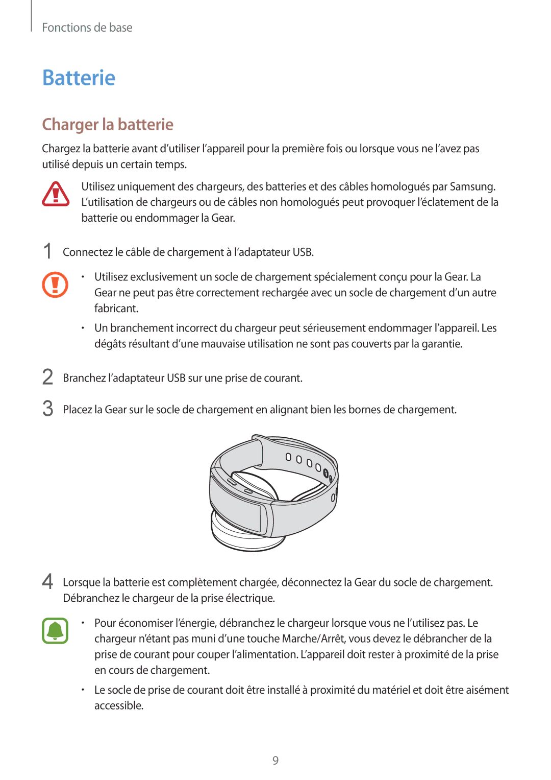 Samsung SM-R3600DAAXEF, SM-R3600ZBNXEF, SM-R3600ZBAXEF, SM-R3600ZIAXEF, SM-R3600DANXEF manual Batterie, Charger la batterie 