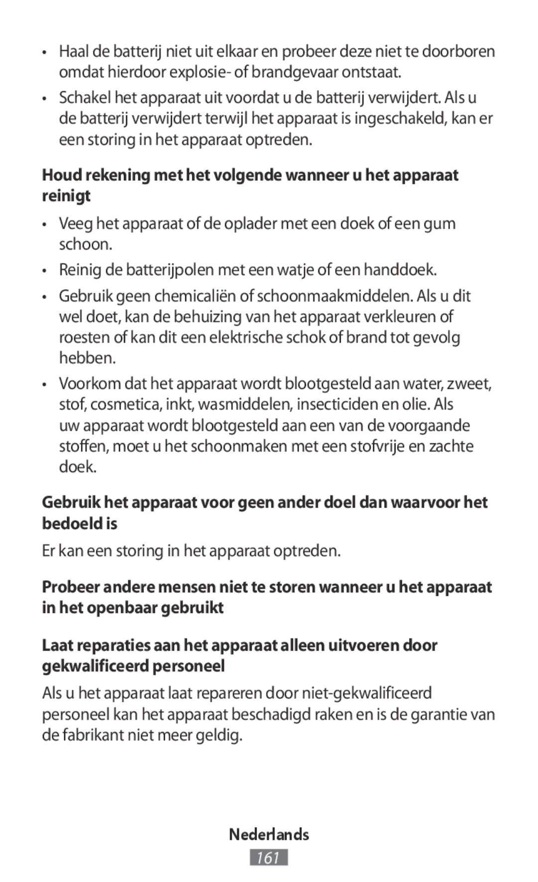 Samsung SM-R365NZRNDBT, SM-R365NZKADBT, SM-R365NZKNDBT, SM-R365NZRADBT manual Er kan een storing in het apparaat optreden 