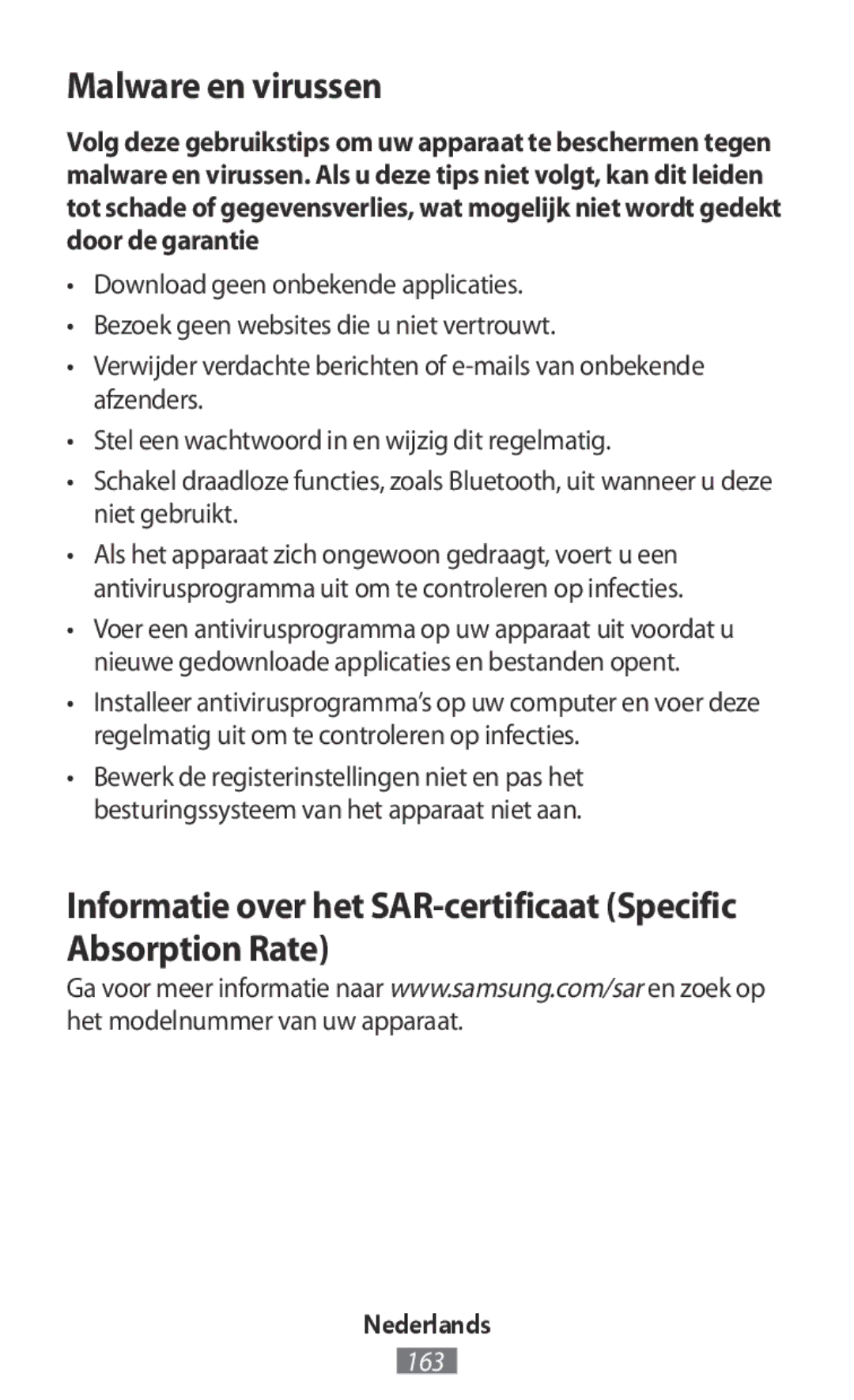 Samsung SM-R365NZRAXEF, SM-R365NZKADBT Malware en virussen, Informatie over het SAR-certificaat Specific Absorption Rate 