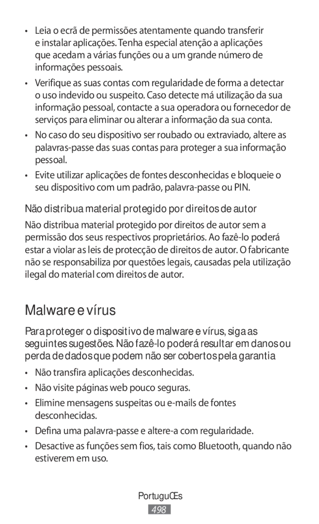 Samsung SM-R365NZRNNEE, SM-R365NZKADBT manual Malware e vírus, Não distribua material protegido por direitos de autor 