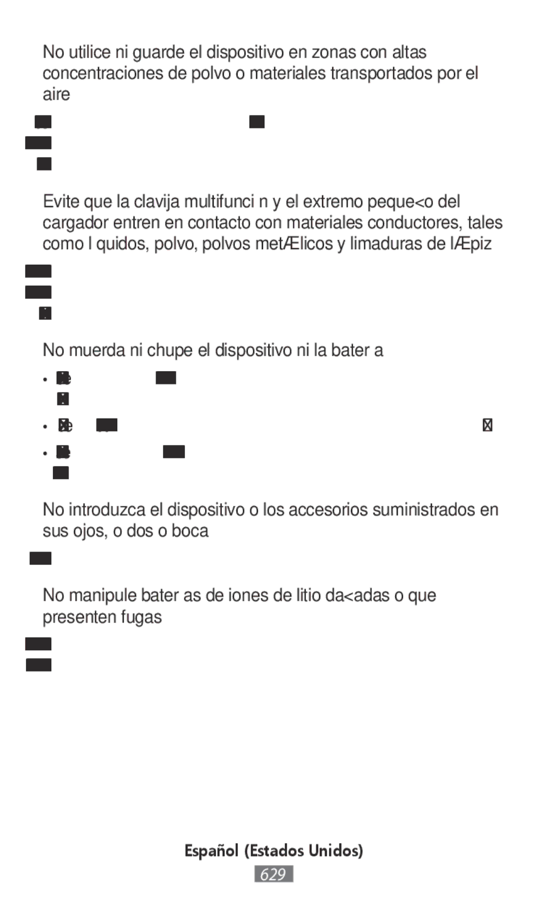 Samsung SM-R365NZRASEB, SM-R365NZKADBT, SM-R365NZKNDBT, SM-R365NZRNDBT manual No muerda ni chupe el dispositivo ni la batería 