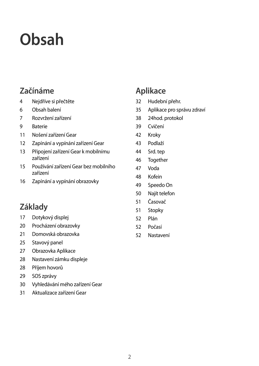 Samsung SM-R365NZKAXEZ, SM-R365NZRAXEZ manual Obsah 