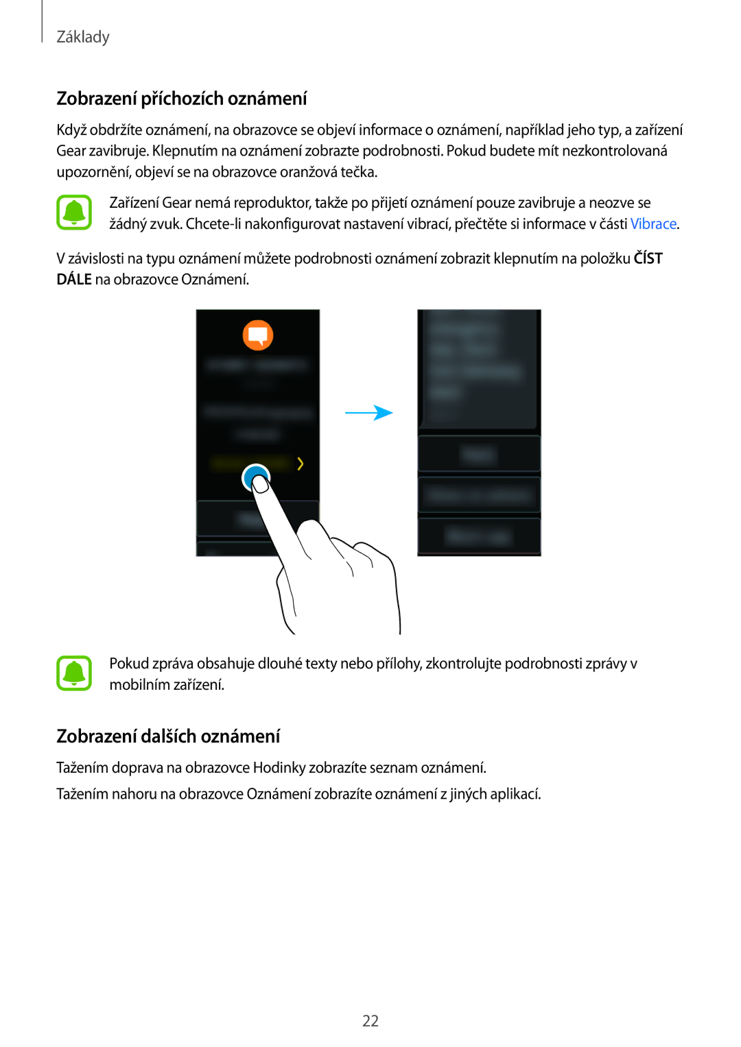 Samsung SM-R365NZKAXEZ, SM-R365NZRAXEZ manual Zobrazení příchozích oznámení, Zobrazení dalších oznámení 