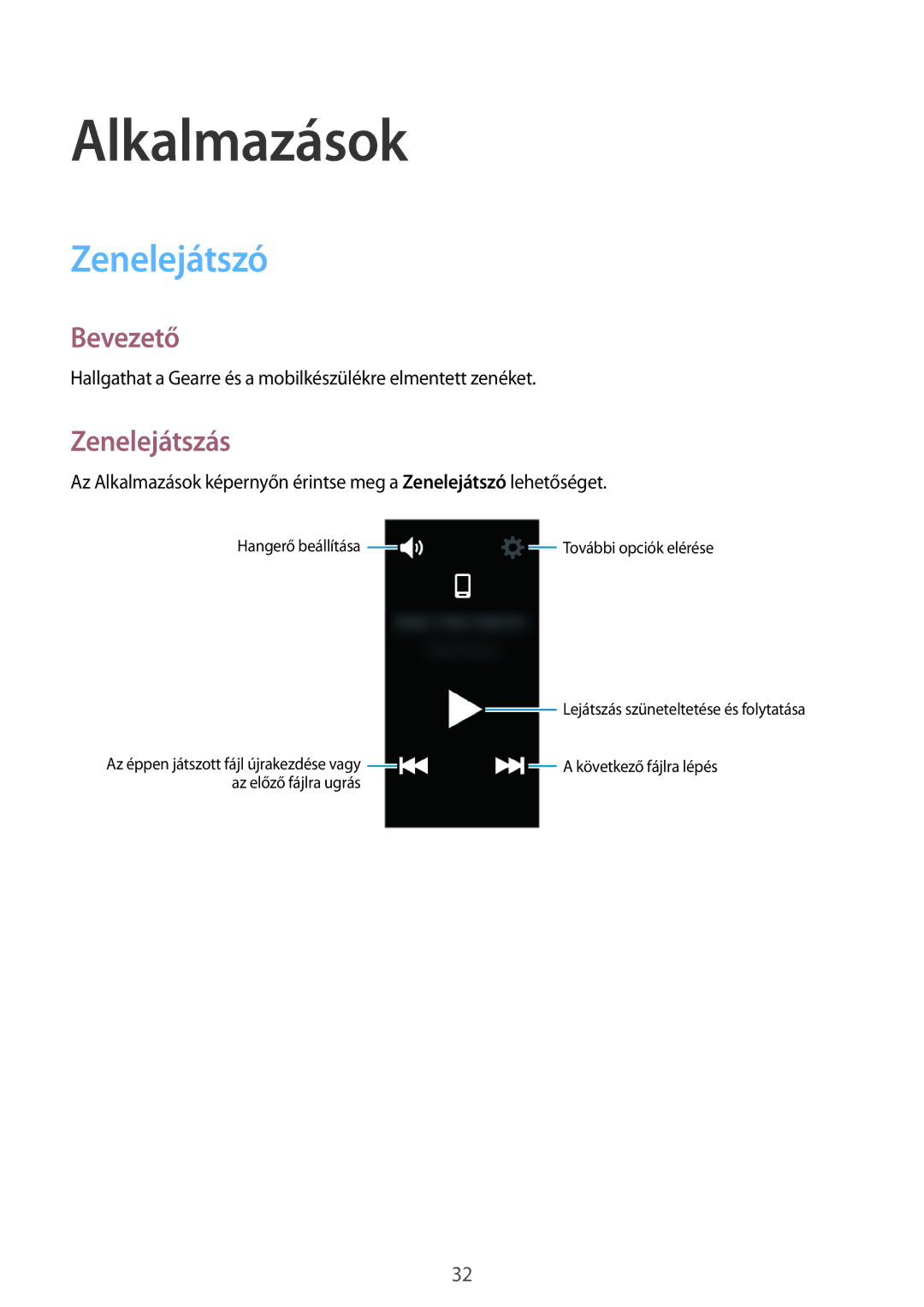 Samsung SM-R365NZRAXEH, SM-R365NZRNXEH, SM-R365NZKAXEH, SM-R365NZKNXEH manual Zenelejátszó, Zenelejátszás 