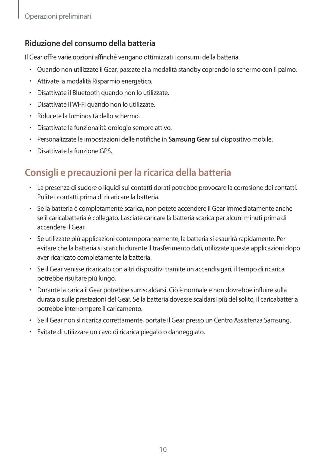 Samsung SM-R365NZKAITV manual Consigli e precauzioni per la ricarica della batteria, Riduzione del consumo della batteria 