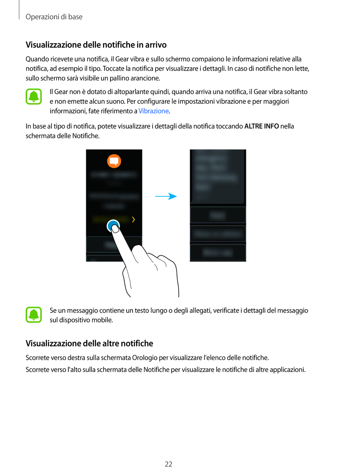 Samsung SM-R365NZKAITV, SM-R365NZRNITV Visualizzazione delle notifiche in arrivo, Visualizzazione delle altre notifiche 