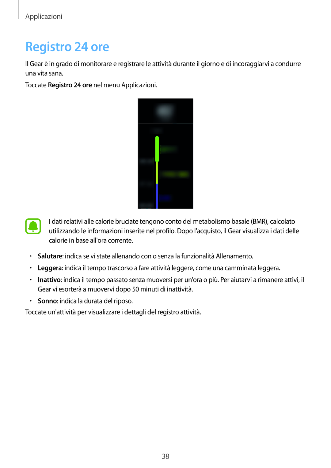 Samsung SM-R365NZKAITV, SM-R365NZRNITV, SM-R365NZRAITV, SM-R365NZKNITV manual Registro 24 ore 