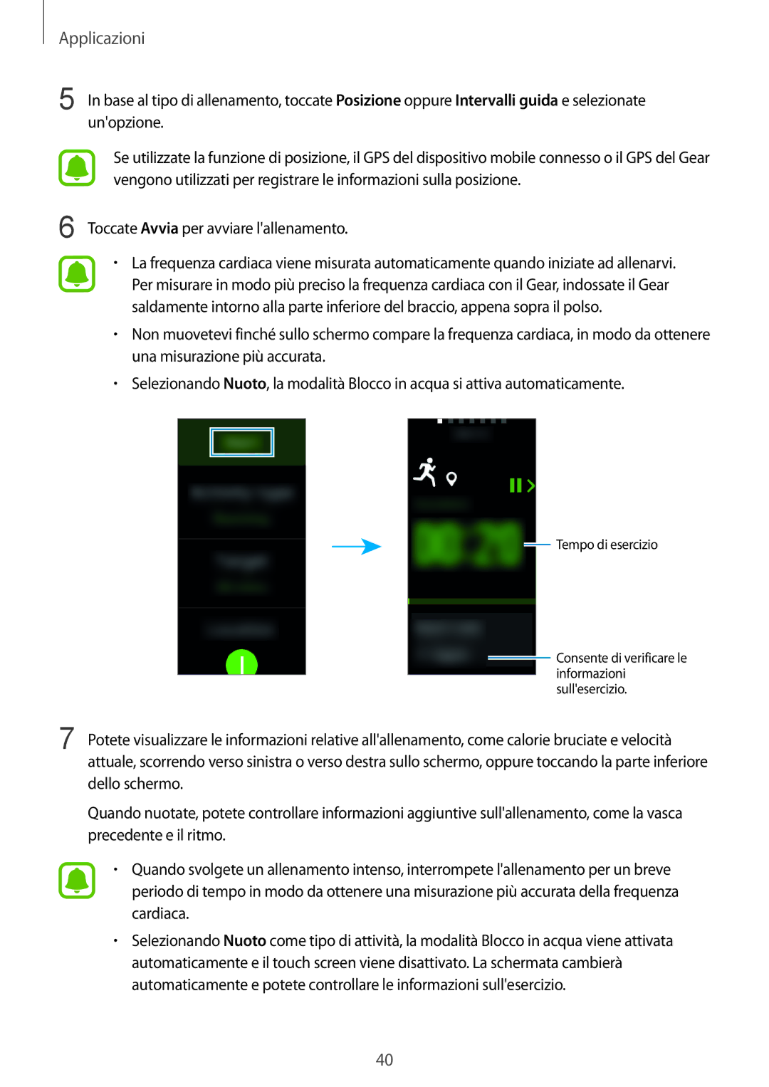 Samsung SM-R365NZRNITV, SM-R365NZRAITV, SM-R365NZKAITV, SM-R365NZKNITV manual Applicazioni 