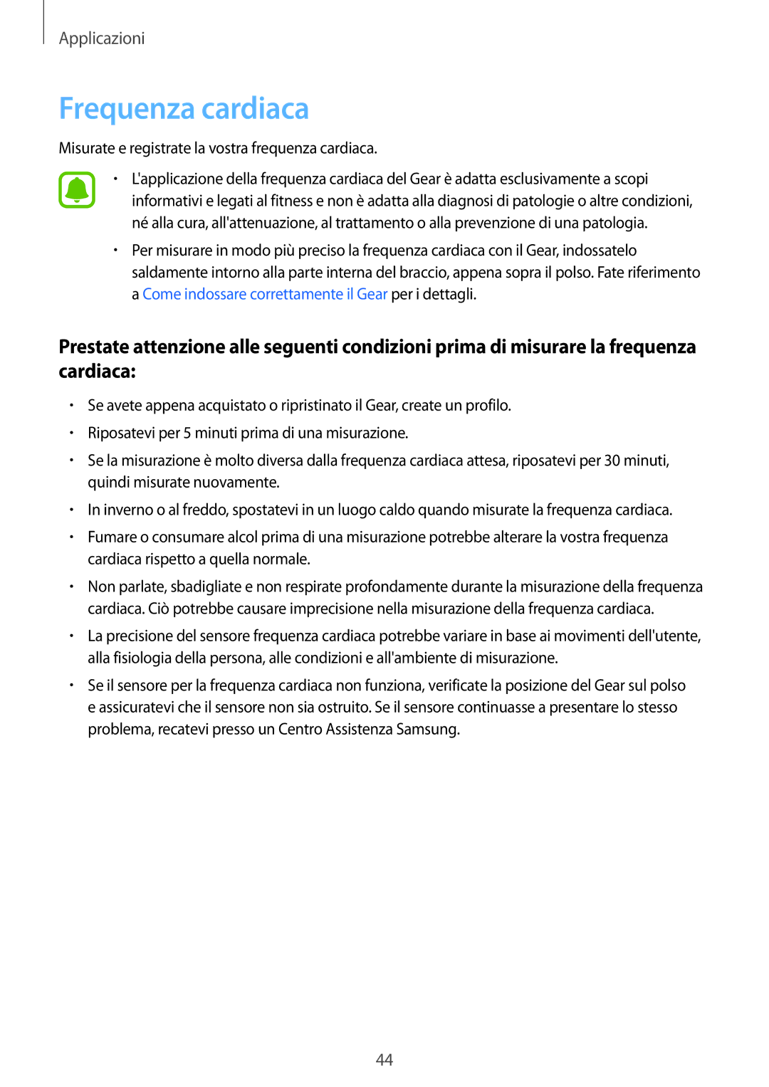 Samsung SM-R365NZRNITV, SM-R365NZRAITV manual Frequenza cardiaca, Misurate e registrate la vostra frequenza cardiaca 