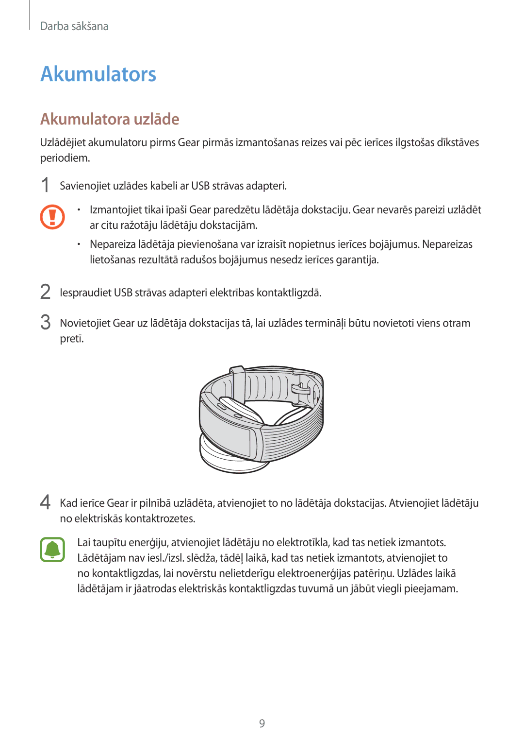 Samsung SM-R365NZRASEB, SM-R365NZRNSEB manual Akumulators, Akumulatora uzlāde, Ar citu ražotāju lādētāju dokstacijām 