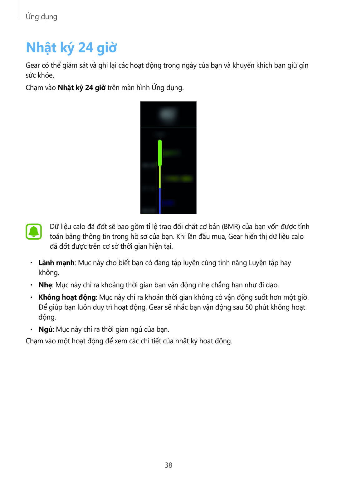 Samsung SM-R365NZRNXXV manual Nhật ký 24 giờ 