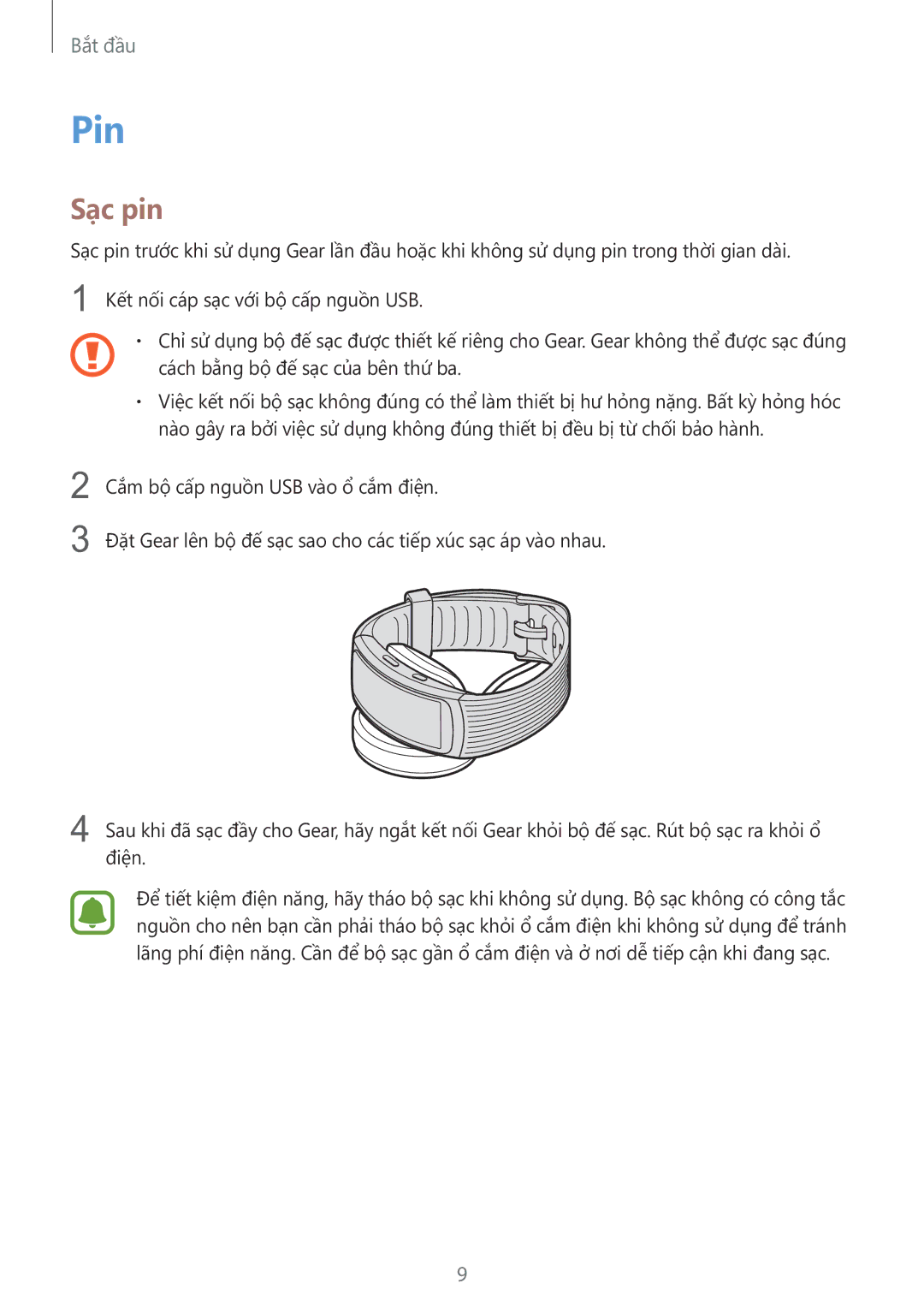 Samsung SM-R365NZRNXXV manual Pin, Sạc pin 