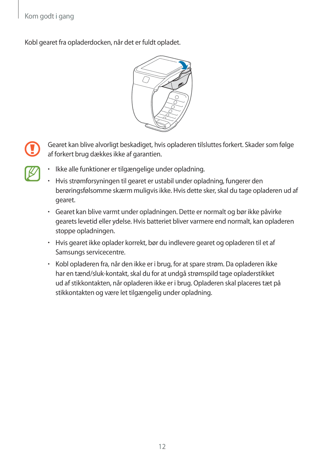 Samsung SM-R3800GNANEE, SM-R3800MOANEE, SM-R3800VSANEE manual Kom godt i gang 