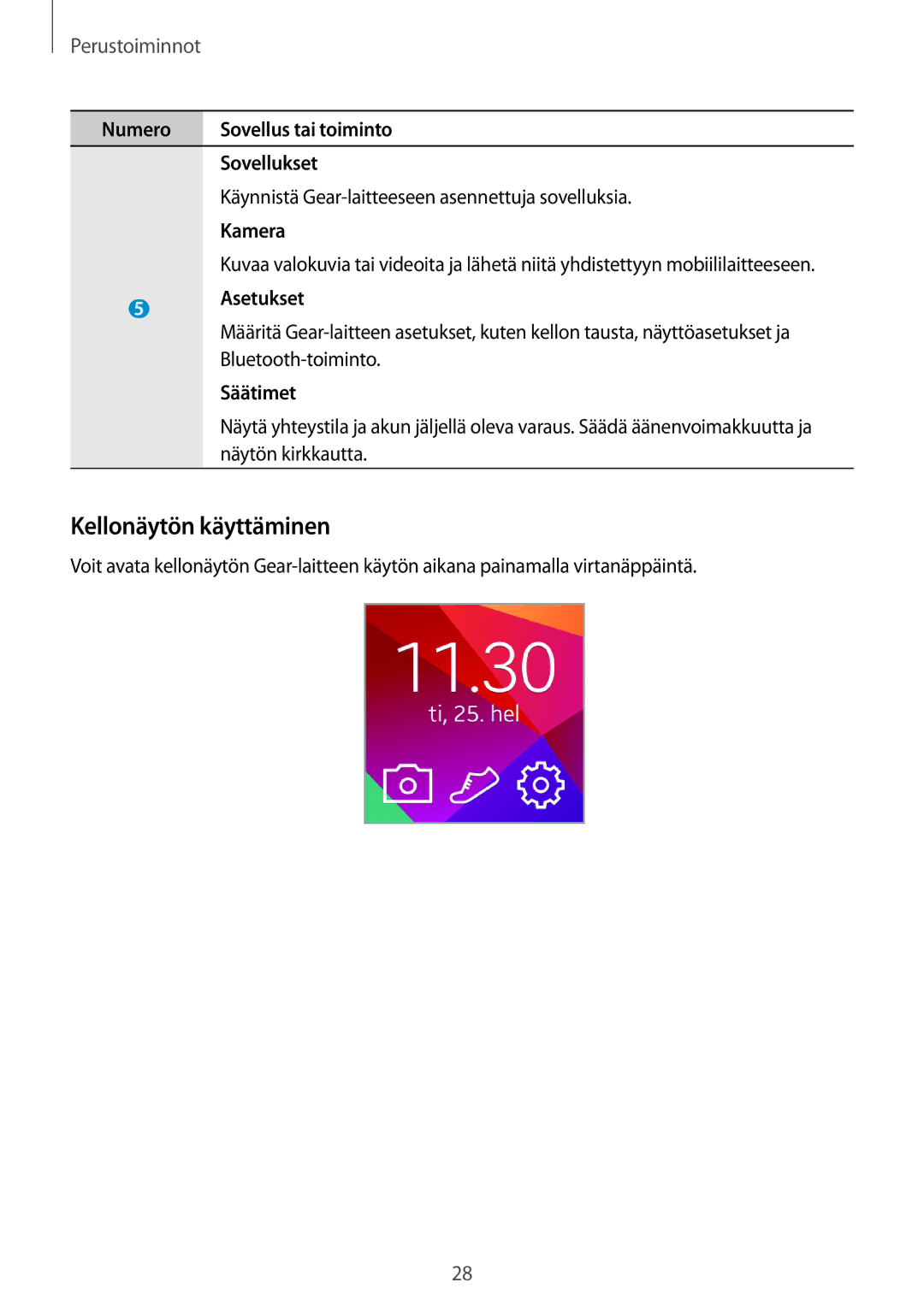 Samsung SM-R3800MOANEE, SM-R3800GNANEE Kellonäytön käyttäminen, Asetukset, Bluetooth-toiminto, Säätimet, Näytön kirkkautta 