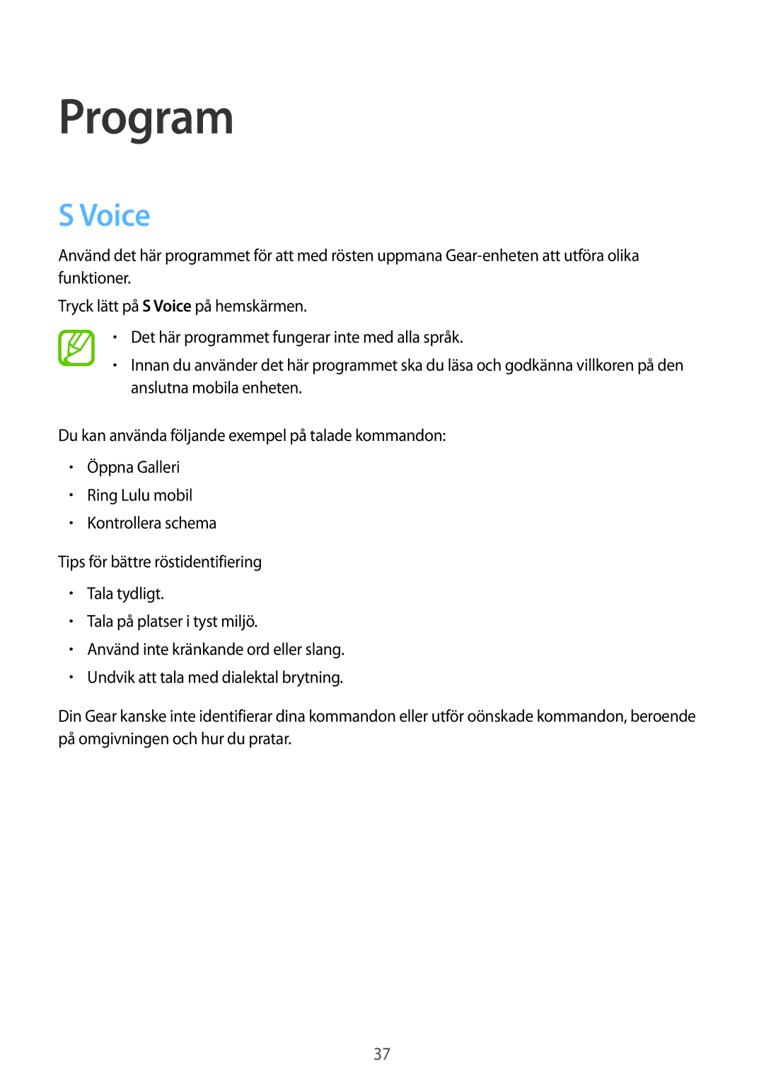 Samsung SM-R3800MOANEE, SM-R3800GNANEE, SM-R3800VSANEE manual Program, Voice 