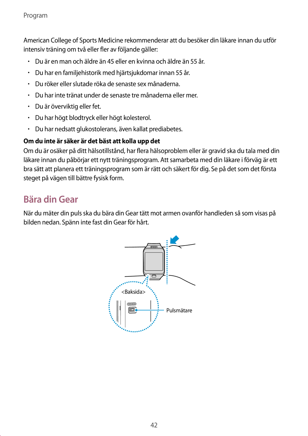 Samsung SM-R3800GNANEE, SM-R3800MOANEE, SM-R3800VSANEE Bära din Gear, Om du inte är säker är det bäst att kolla upp det 