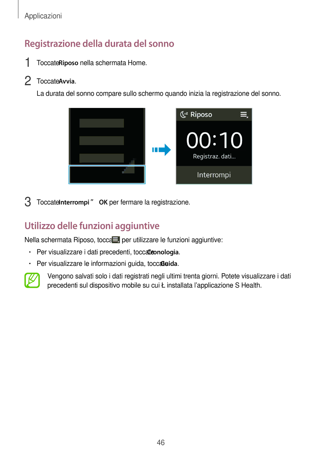 Samsung SM-R3800VSAAUT, SM-R3800VSATUR, SM-R3800VSAXEO, SM-R3800VSADBT, SM-R3800VSAXSA Registrazione della durata del sonno 