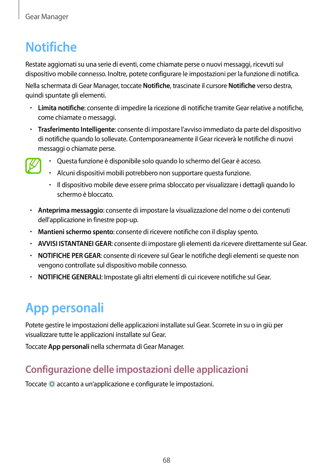 Samsung SM-R3800VSADBT, SM-R3800VSATUR, SM-R3800VSAXEO App personali, Configurazione delle impostazioni delle applicazioni 