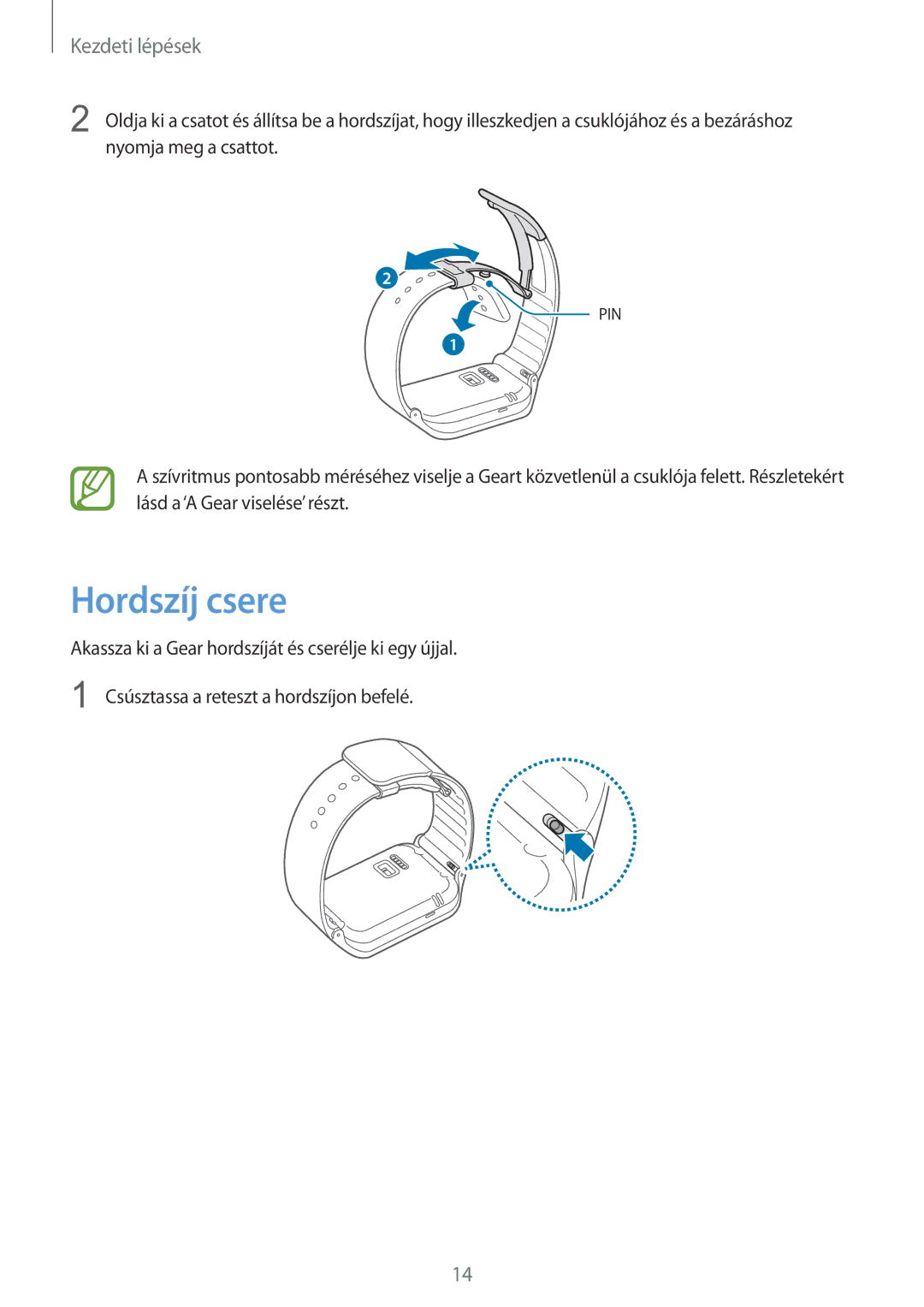 Samsung SM-R3800VSAXEH manual Hordszíj csere 