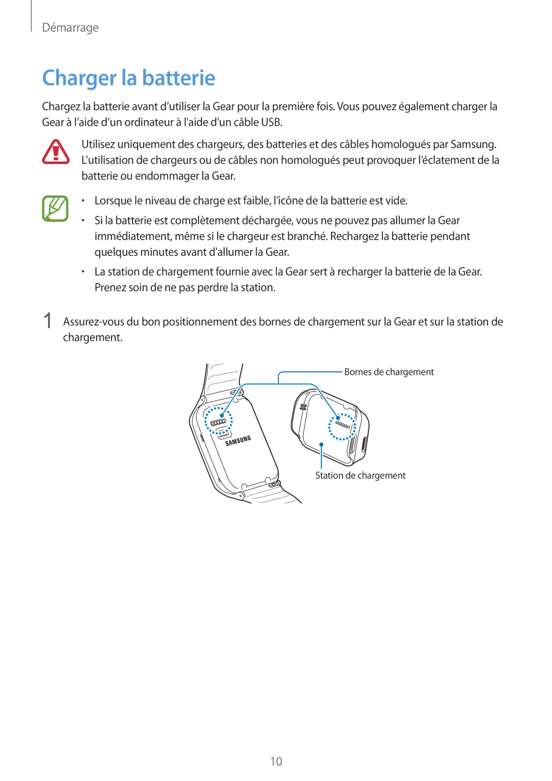 Samsung SM-R3810ZOAXEF, SM-R3810ZAAXEF, SM-R3810ZKAXEF manual Charger la batterie 