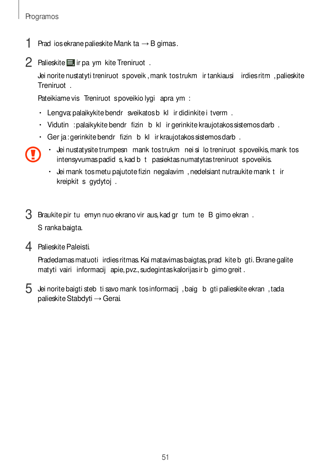 Samsung SM-R3810ZKASEB, SM-R3810ZOASEB, SM-R3810ZAASEB manual Programos 