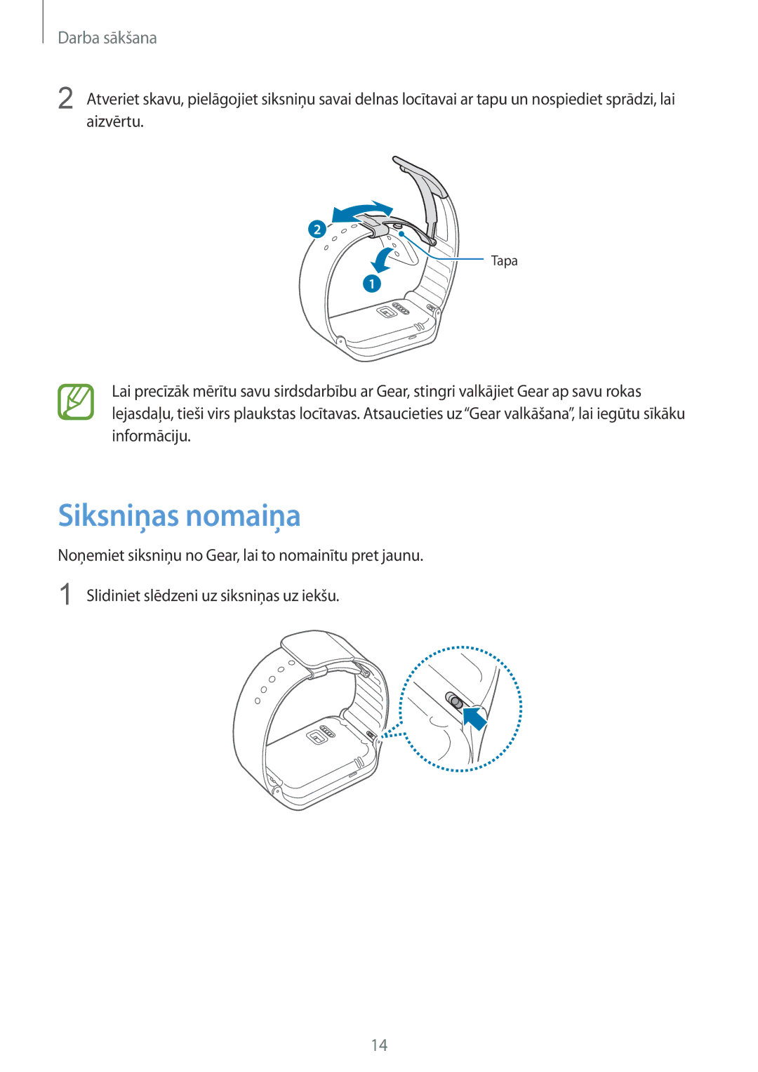 Samsung SM-R3810ZAASEB, SM-R3810ZKASEB, SM-R3810ZOASEB manual Siksniņas nomaiņa 