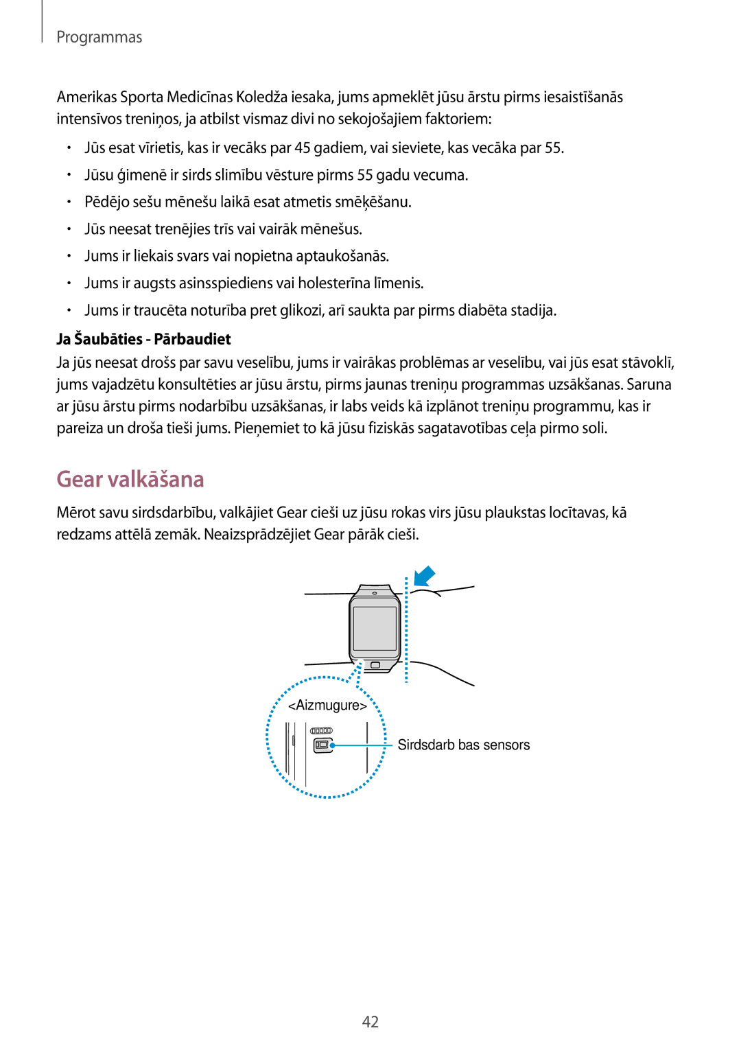 Samsung SM-R3810ZKASEB, SM-R3810ZOASEB, SM-R3810ZAASEB manual Gear valkāšana, Ja Šaubāties Pārbaudiet 