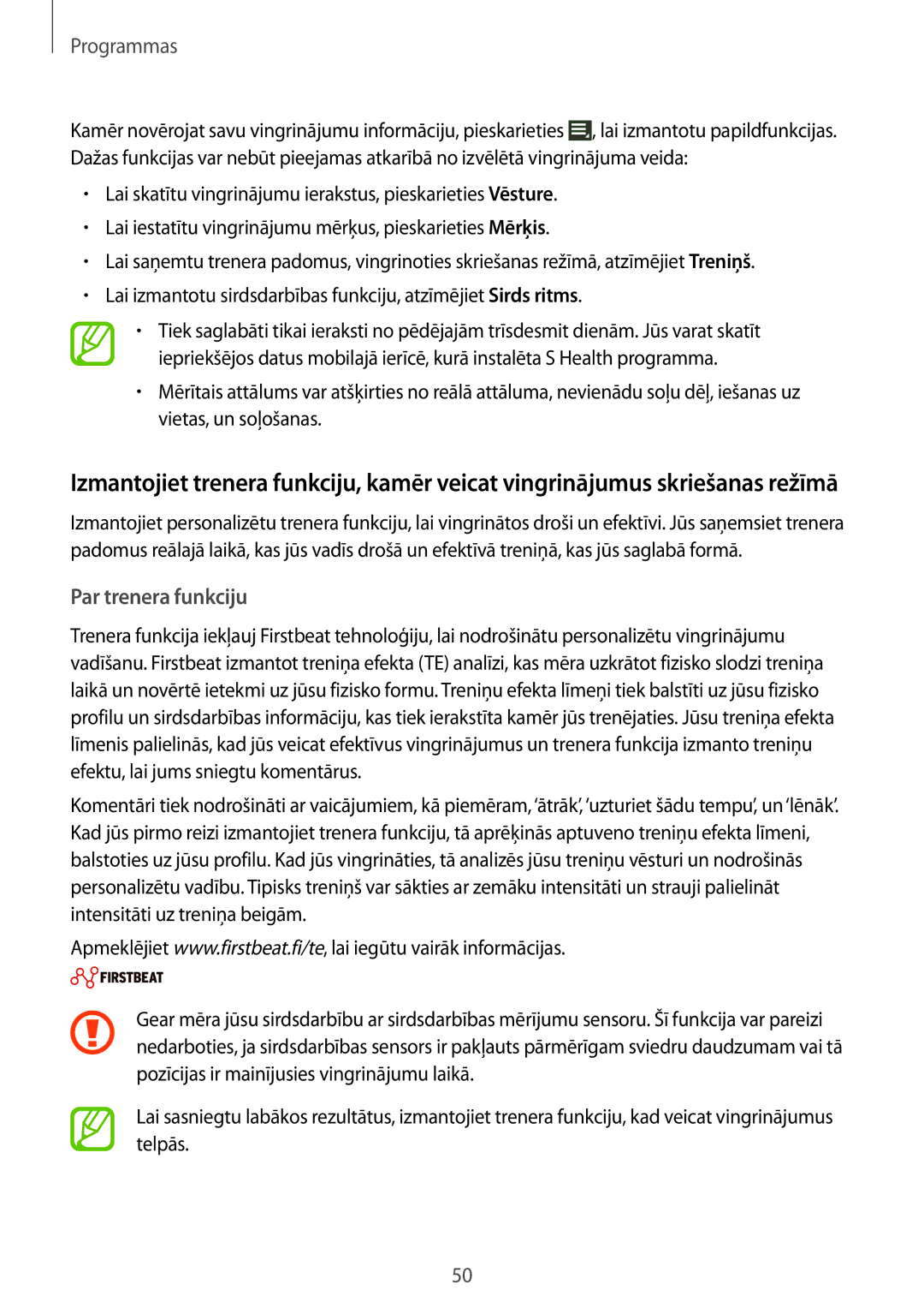 Samsung SM-R3810ZAASEB, SM-R3810ZKASEB, SM-R3810ZOASEB manual Par trenera funkciju 